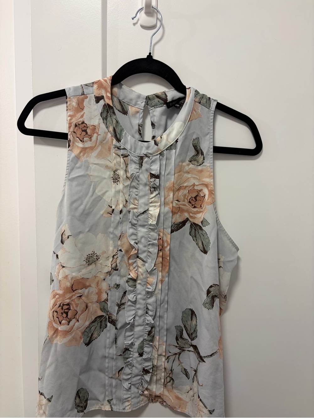 Dynamite Light Blue Floral Ruffle Front Camisole